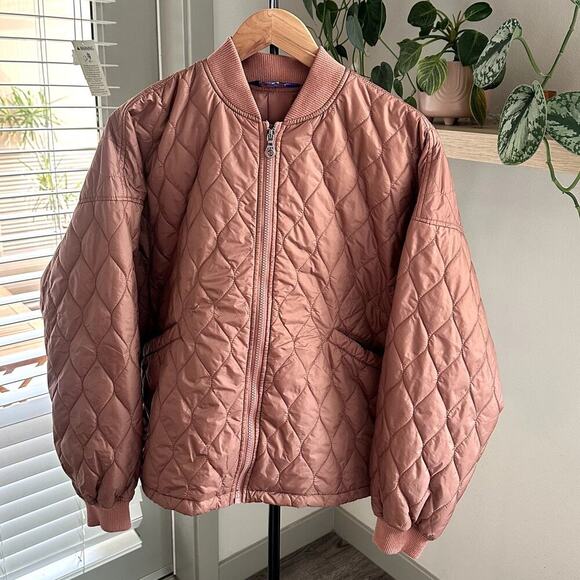 JoyLab Quilted Windbreaker Jacket Water Resistant  Dusty Pink Size M - Picture 1 of 8